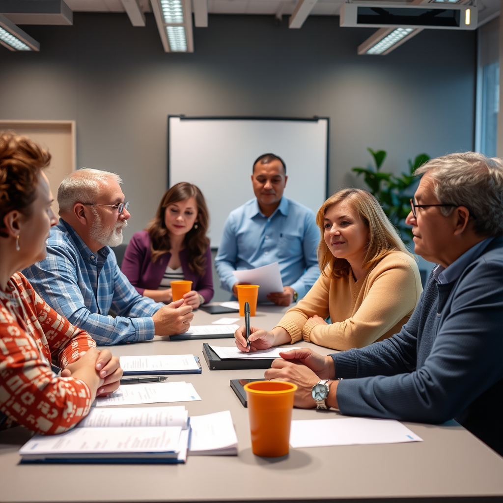 Foundation staff and nonprofit leaders participating in a capacity-building workshop, with participants engaged in collaborative planning activities and strategic discussions
