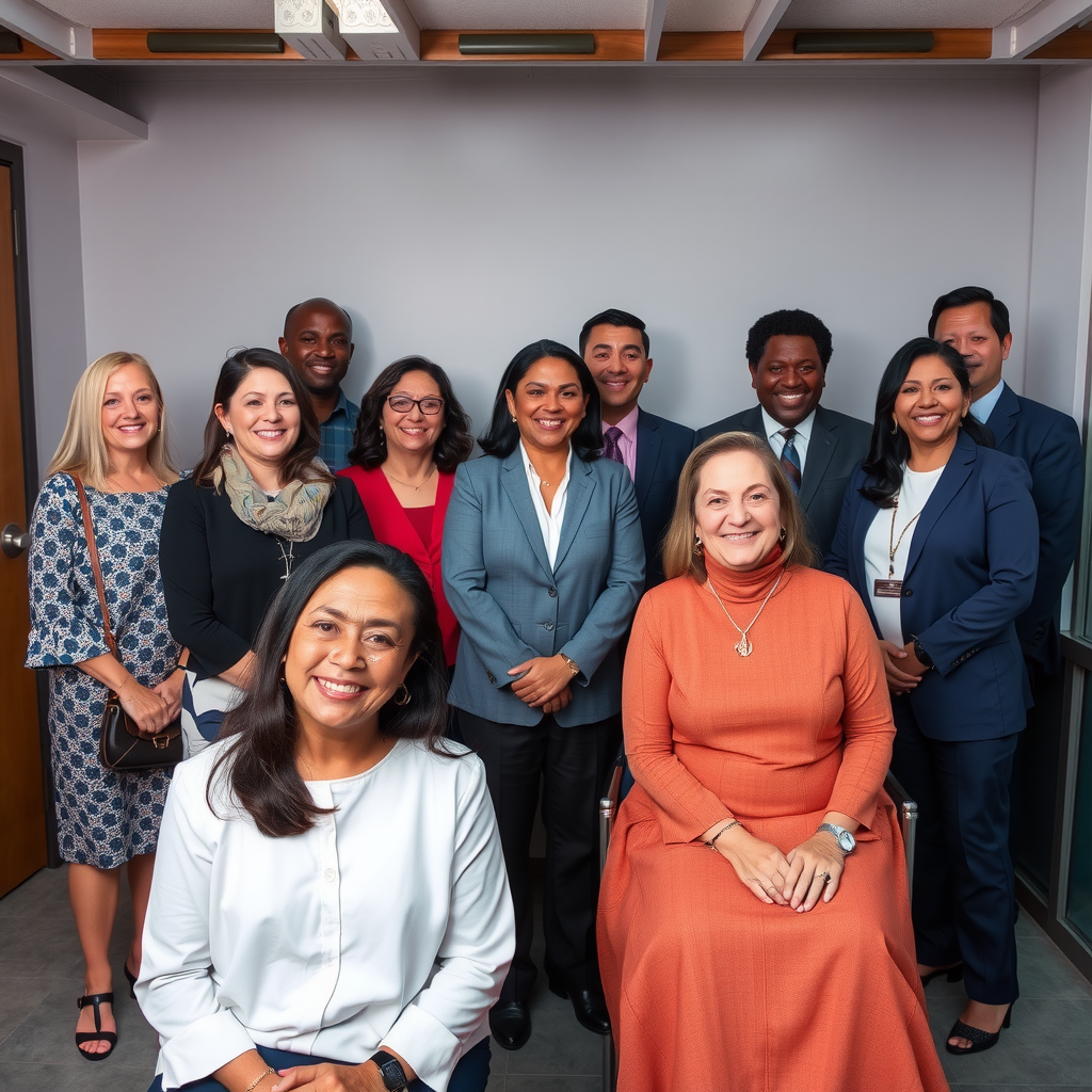 Julian & Varue Foundation board members and staff gathered together, representing diverse backgrounds and unified in their commitment to philanthropic excellence and community impact